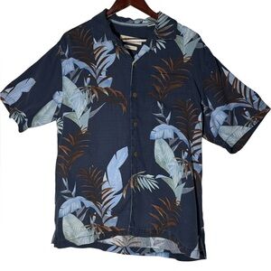 Tommy Bahama Button Up 100% Silk Tropical Hawaiian Men’s Shirt Floral Fern Core